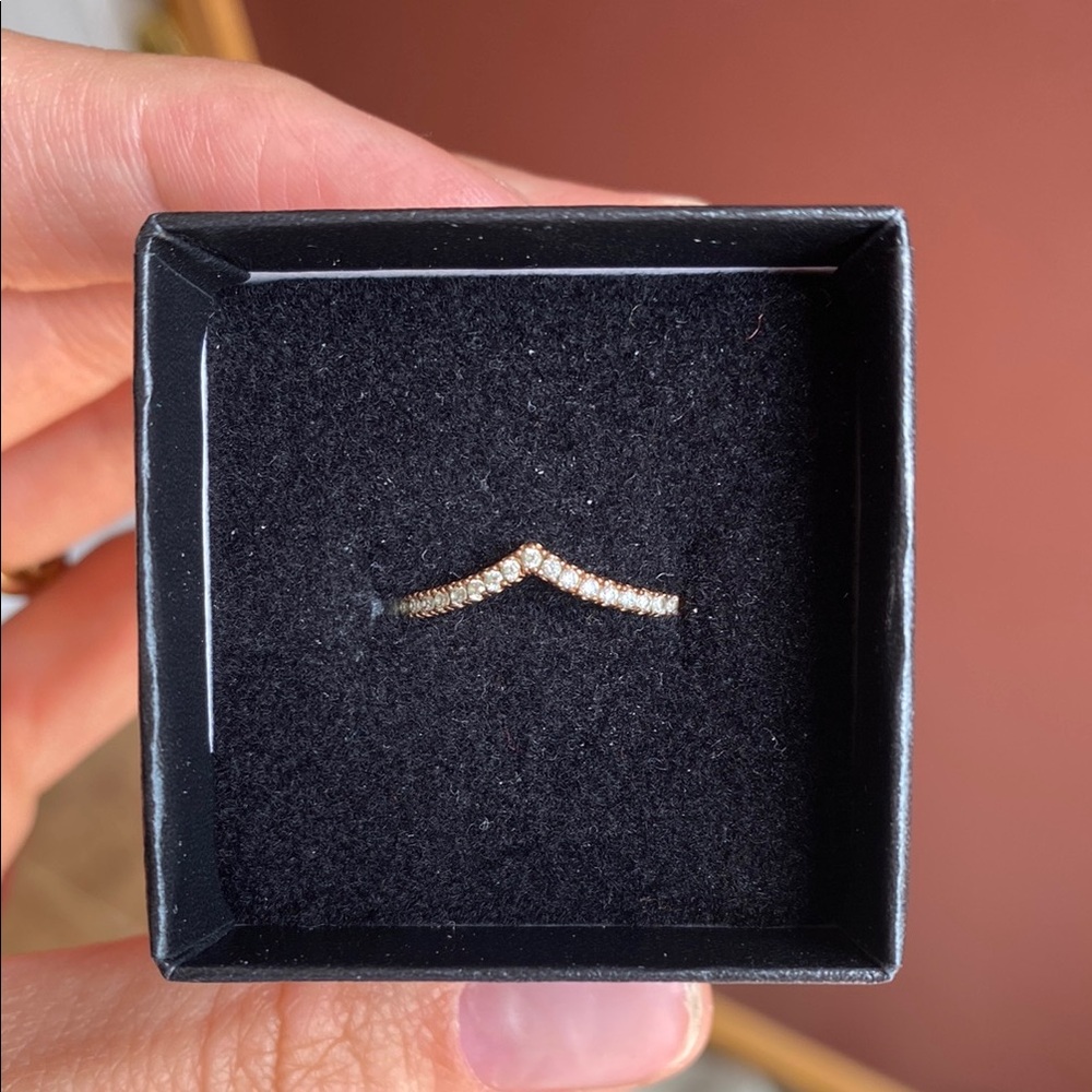 Pandora rose gold wishbone with diamonds size 6